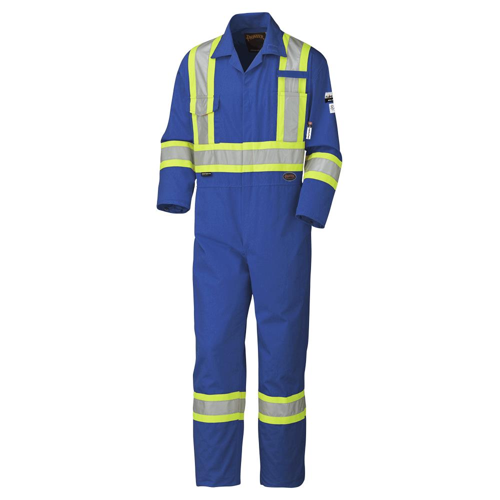 Combinaison de s&eacute;curit&eacute; haute visibilit&eacute; en coton 100 % ignifuge/anti&ndash;arc &eacute;lectrique &ndash; Bleu roi &ndash; 44 Grande photo du produit