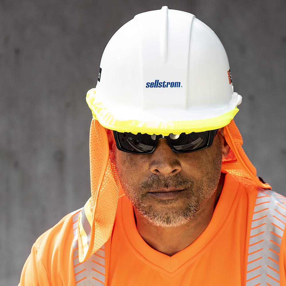 Pare-soleil en maille pour casque de s&eacute;curit&eacute; &ndash; orange haute visibility &ndash; taille unique photo du produit