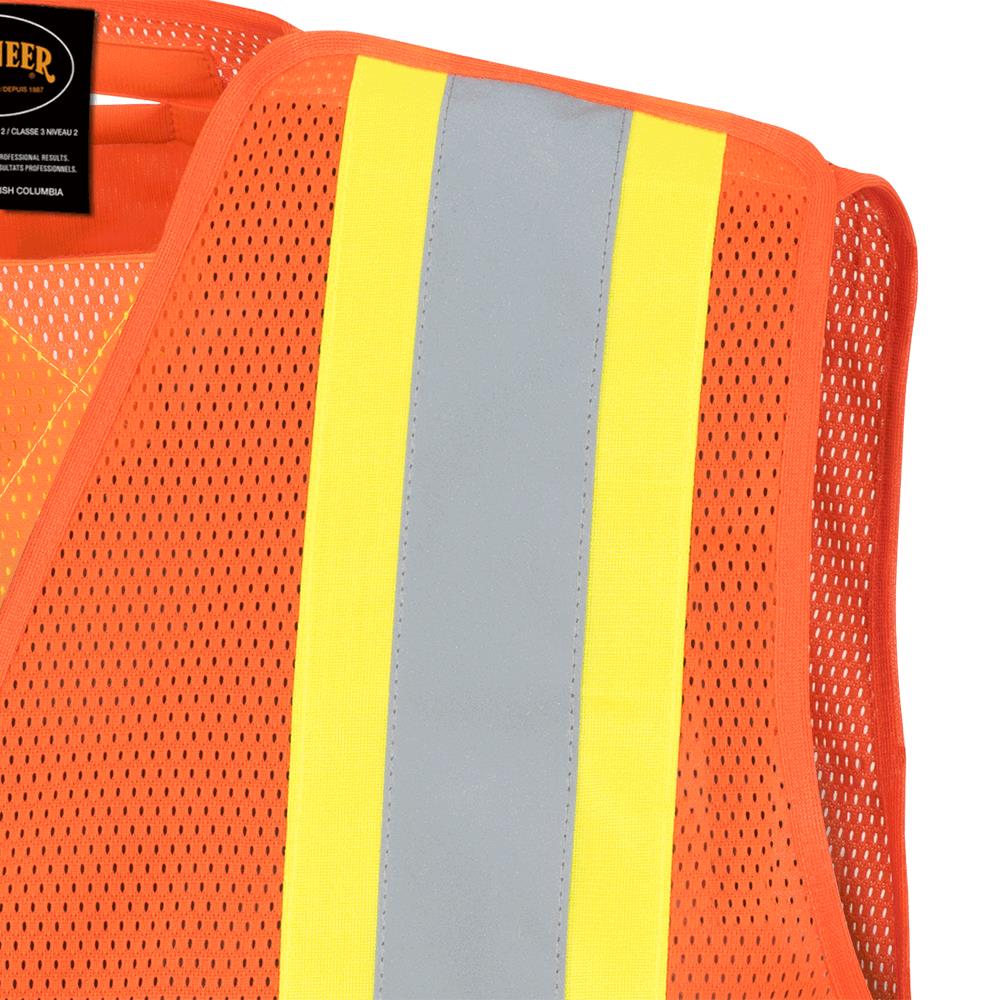 Gilet de s&eacute;curit&eacute; en filet de poly ajustable avec fermeture &agrave; 5 points - Orange fluorescent - Taille L/XL photo du produit