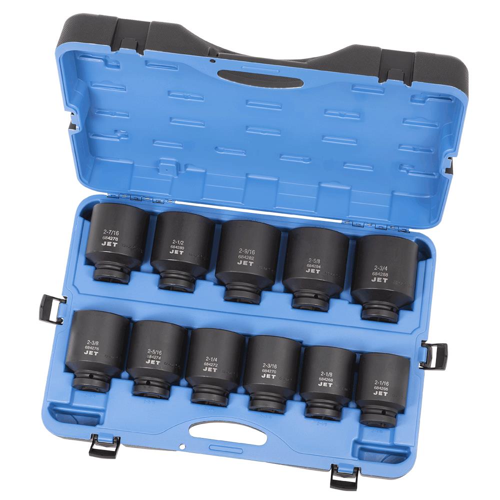 Jeu de 11 douilles &agrave; choc profondes SAE &agrave; prise de 1 po - 6 pans photo du produit