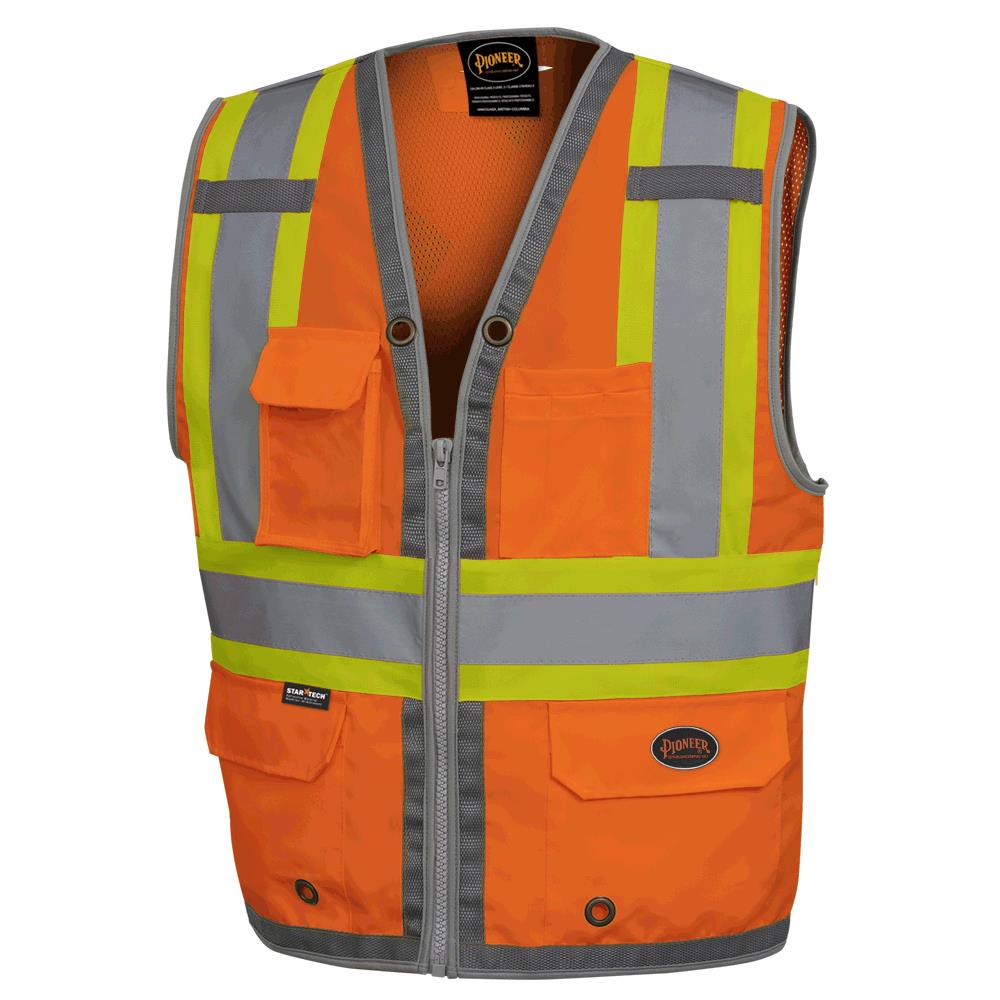 Hi-Vis Surveyor's Safety Vest - Mesh Back - Zip Front - Hi-Vis Orange - S product photo