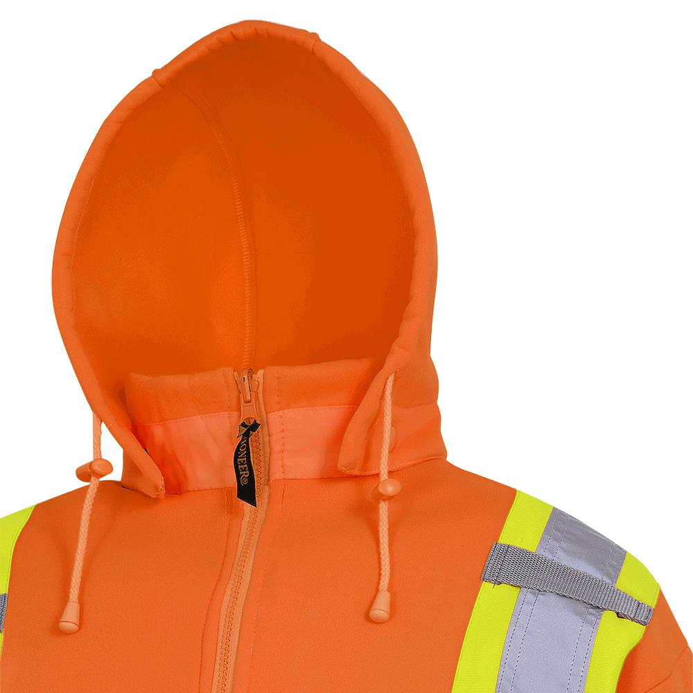 Hi–Vis Polyester Fleece Safety Hoodie – Zipper Closure – Hi–Vis
