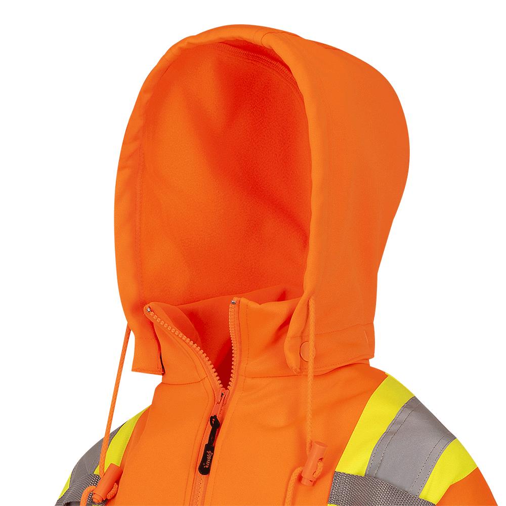 Women's Fleece Safety Hoodie &ndash; Zipper Closure &ndash; Hi-Vis Orange &ndash; Women's Size XL product photo
