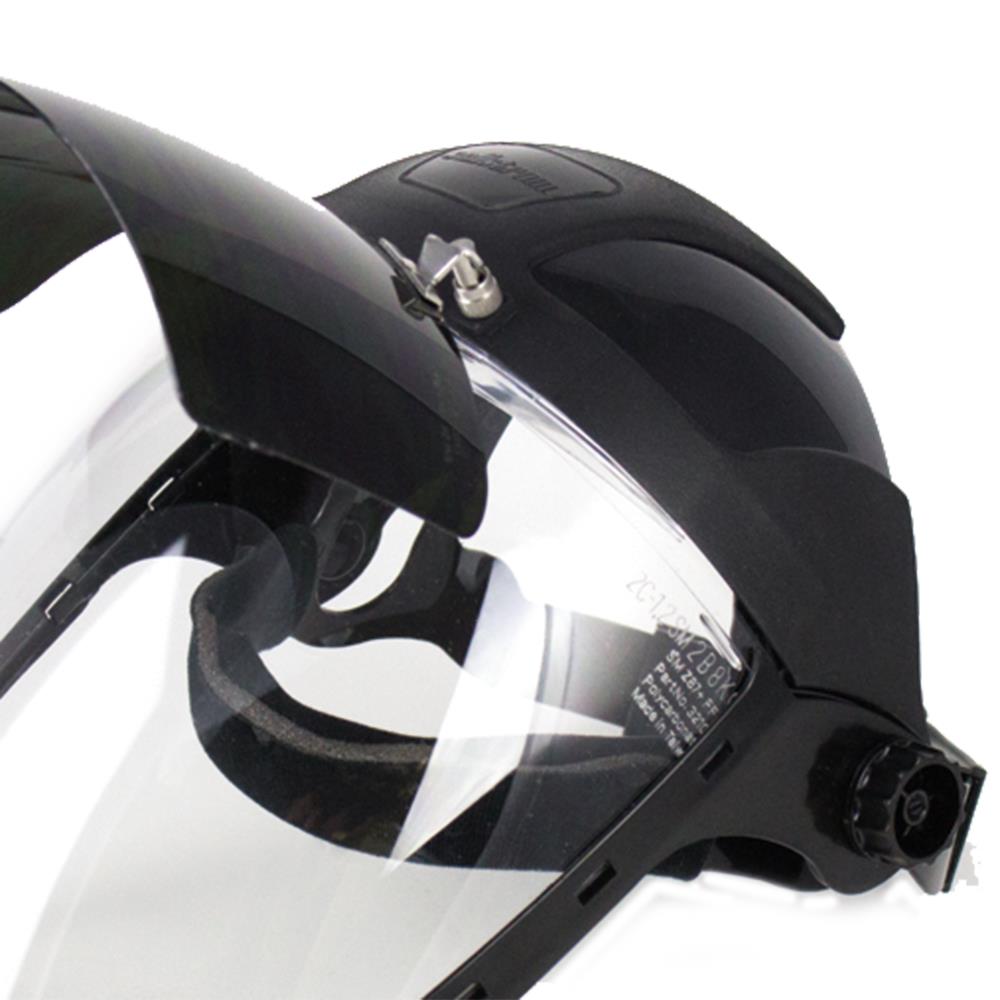 DP4 Series Premium Single Crown Face Shield &ndash; Ratcheting Suspension &ndash; Chin Guard &ndash; Shade 5 IR Flip-Up Visor product photo