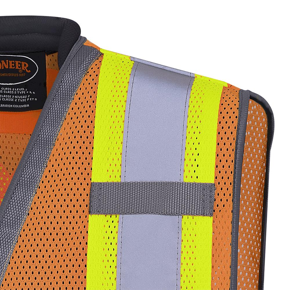 Pioneer Hi Vis Surveyor’s Safety Vest – 300D Oxford Mesh Back, Zipper Closure, ANSI Class 2, Hi Vis Orange