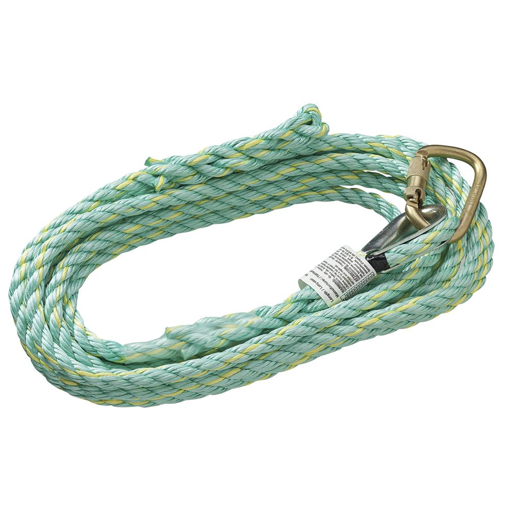 Vertical Lifeline - Premium Extruded Co- Polymer Fibre - Anchor End Carabiner/Trailing End Back Splice - 50 ' product photo