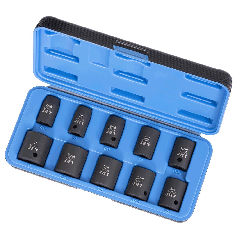 Jeu de 10 douilles &agrave; choc SAE &agrave; prise de 1/2 po &ndash; 6 pans photo du produit