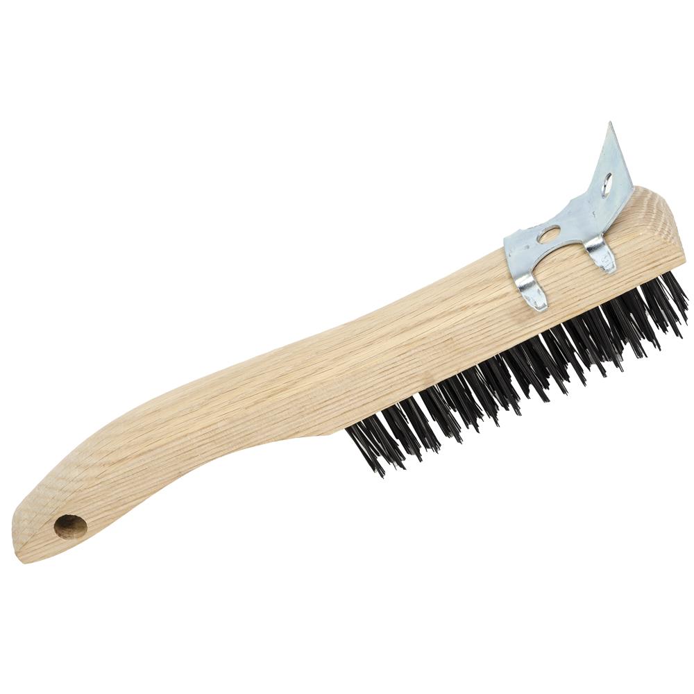 Carbon Steel Hand Wire Scratch Brush - 4 Row - Shoe Handle - Scraper ...