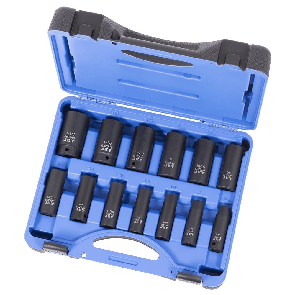 Jeu de 13 douilles &agrave; choc profondes SAE &agrave; prise de 1/2 po &ndash; 6 pans photo du produit