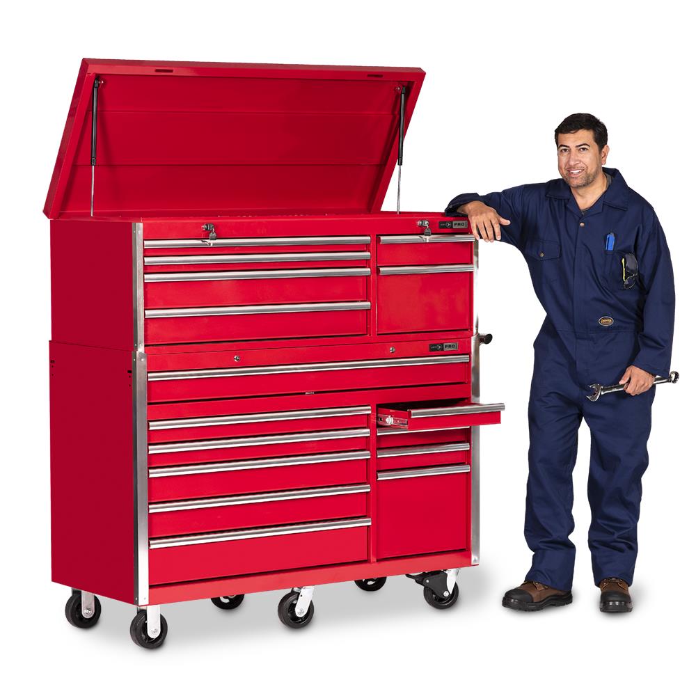 JET 842564 Pro Series Mechanic's Chest – 10 Drawer Tool Storage, 42 X 18 Inches, Double Wall Steel With Ball-Bearing Drawers