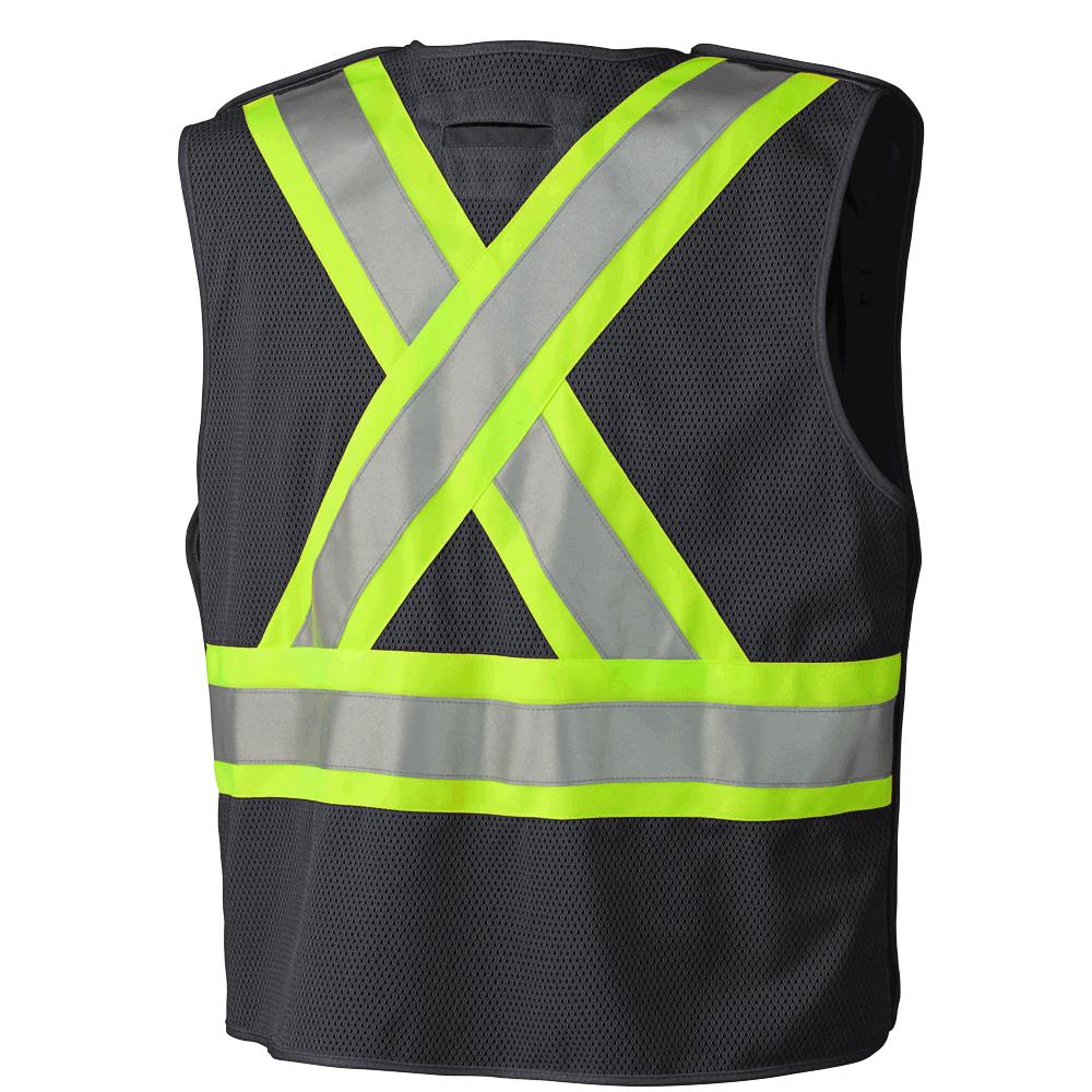 Hi-Vis Tricot Poly Safety Vest - Mesh-Back - 5-pt Tear-Away - Black - 2XL product photo