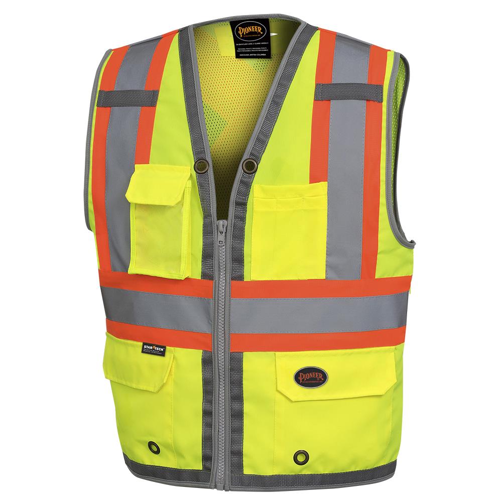 Hi-Vis Surveyor's Safety Vest - Mesh Back - Zip Front - Hi-Vis Yellow/Green - 3XL product photo