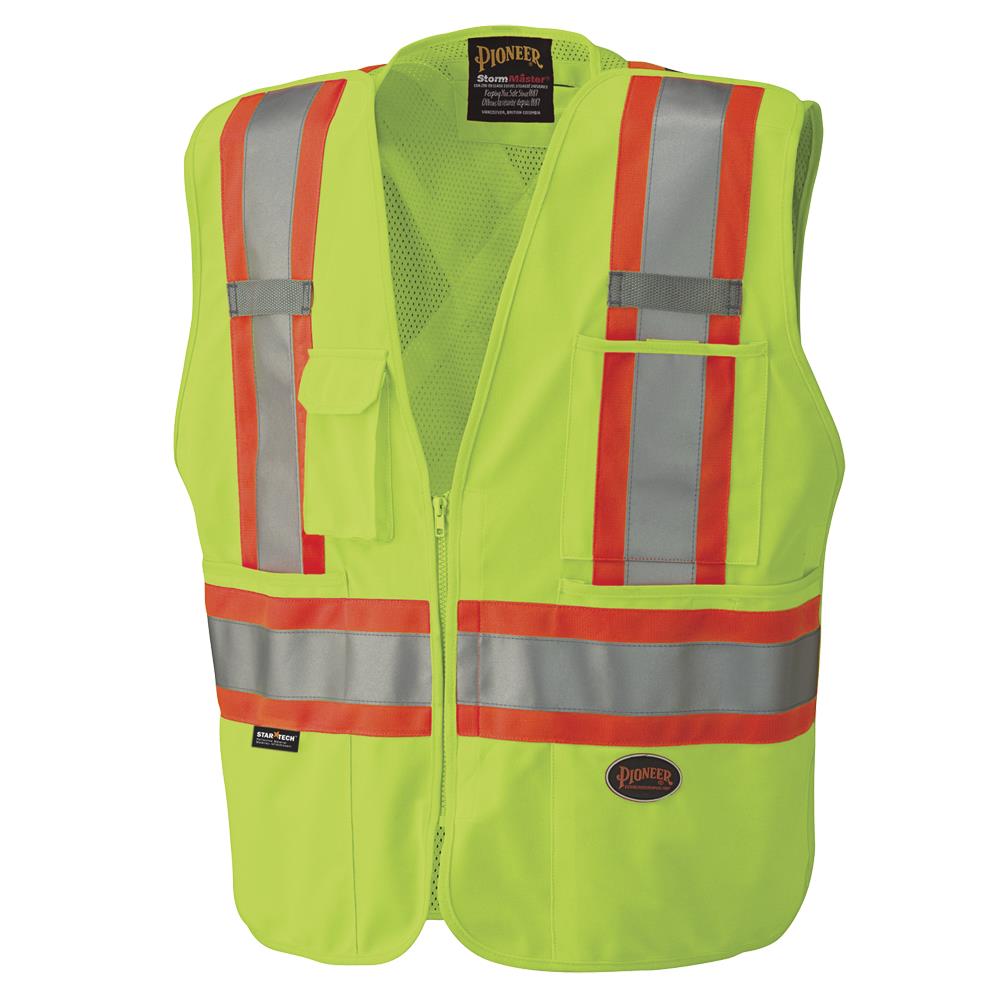 Hi-Vis Tricot Poly Safety Vest - Mesh-Back - 5-pt Tear-Away - Hi-Vis Yellow/Green - 5XL product photo