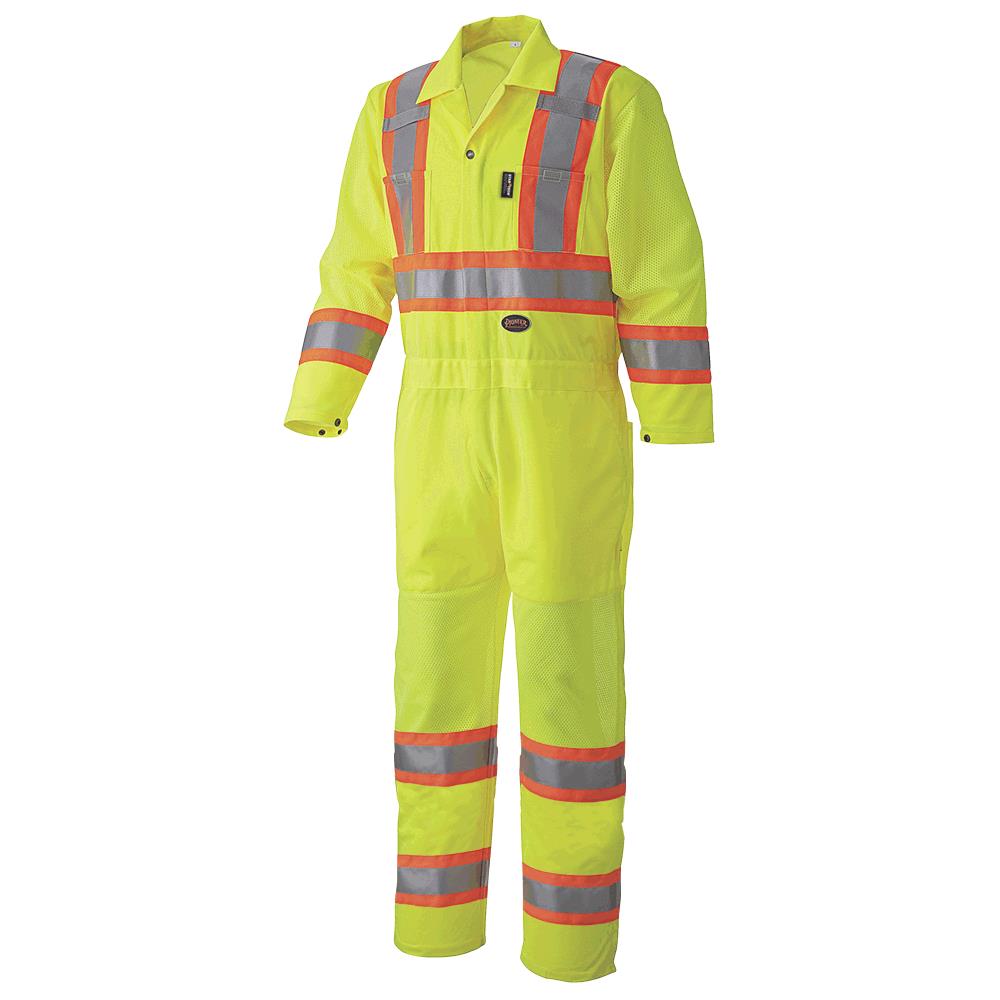 Hi-Vis Traffic Safety Coveralls - Zipper Closure - Yellow/Green - XL product photo