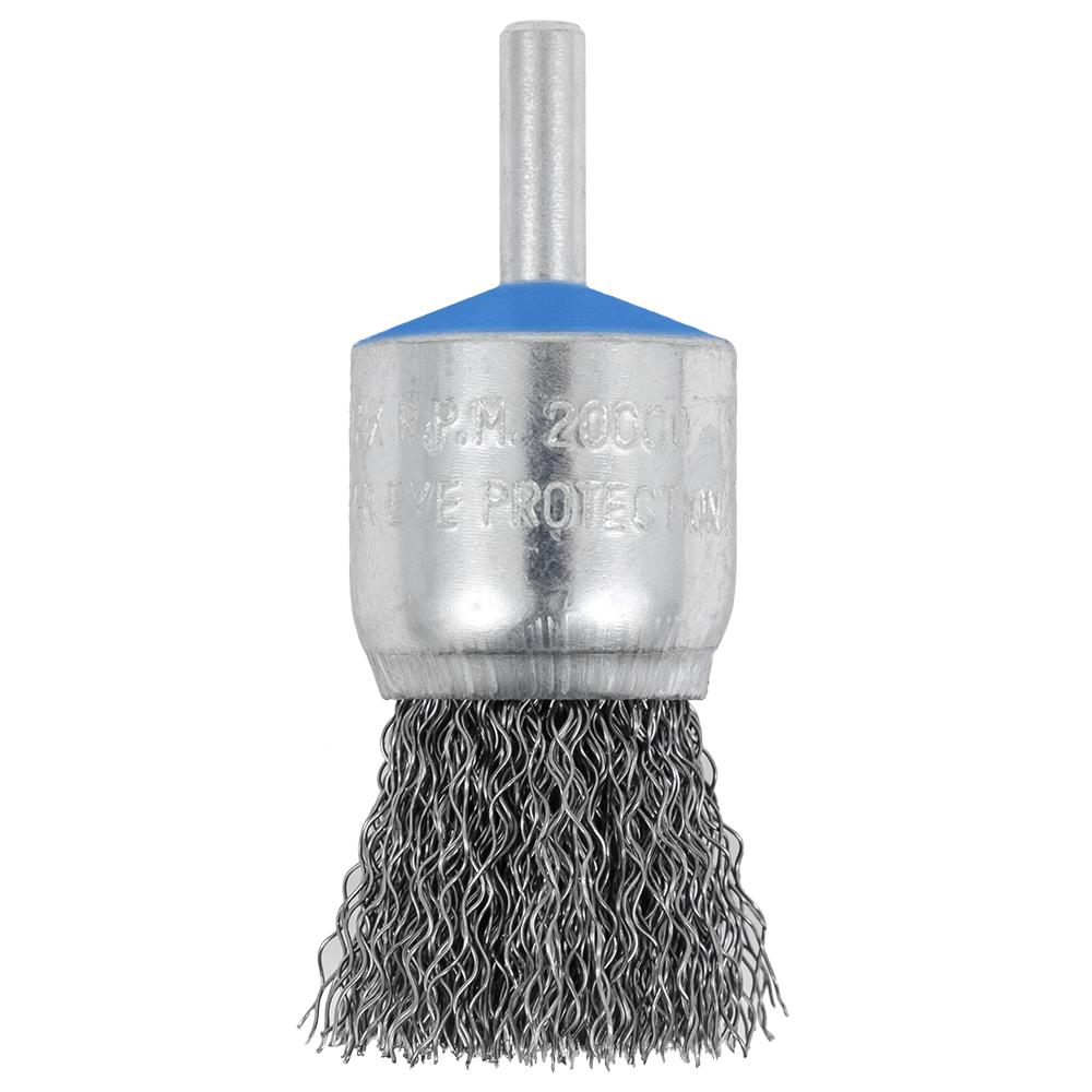 1 x 1/4 Brosse &agrave; bout crant&eacute; mont&eacute;e sur arbre en acier inoxydable. photo du produit