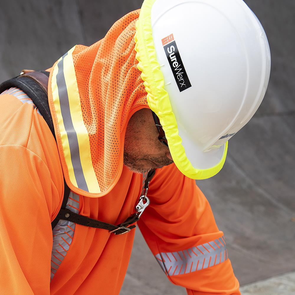 Pare-soleil en maille pour casque de s&eacute;curit&eacute; &ndash; orange haute visibility &ndash; taille unique photo du produit
