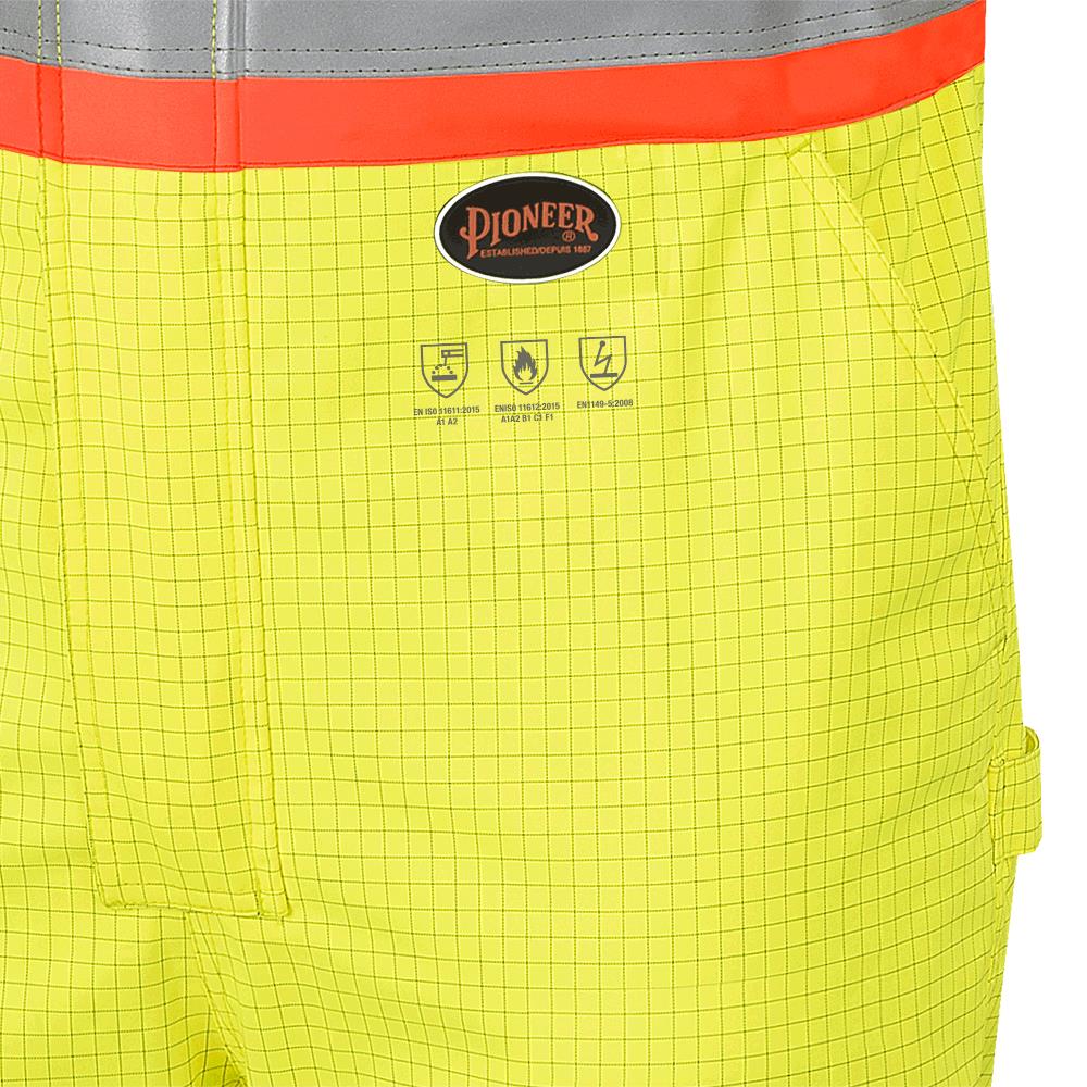 Salopette de s&eacute;curit&eacute; &laquo;Defender&reg;&raquo; ignifuge/anti-arc &eacute;lectrique/antistatique en trilamin&eacute; Oxford 300D &ndash; Jaune/vert haute visibilit&eacute; &ndash; 2TG photo du produit