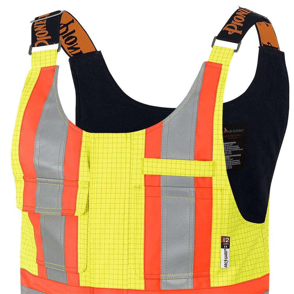 Salopette de s&eacute;curit&eacute; &laquo;Defender&reg;&raquo; ignifuge/anti-arc &eacute;lectrique/antistatique en trilamin&eacute; Oxford 300D &ndash; Jaune/vert haute visibilit&eacute; &ndash; 2TG photo du produit