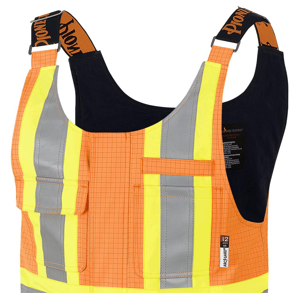 Salopette de s&eacute;curit&eacute; &laquo;Defender&reg;&raquo; ignifuge/anti-arc &eacute;lectrique/antistatique en trilamin&eacute; Oxford 300D &ndash; Orange haute visibilit&eacute; &ndash; 2TG photo du produit