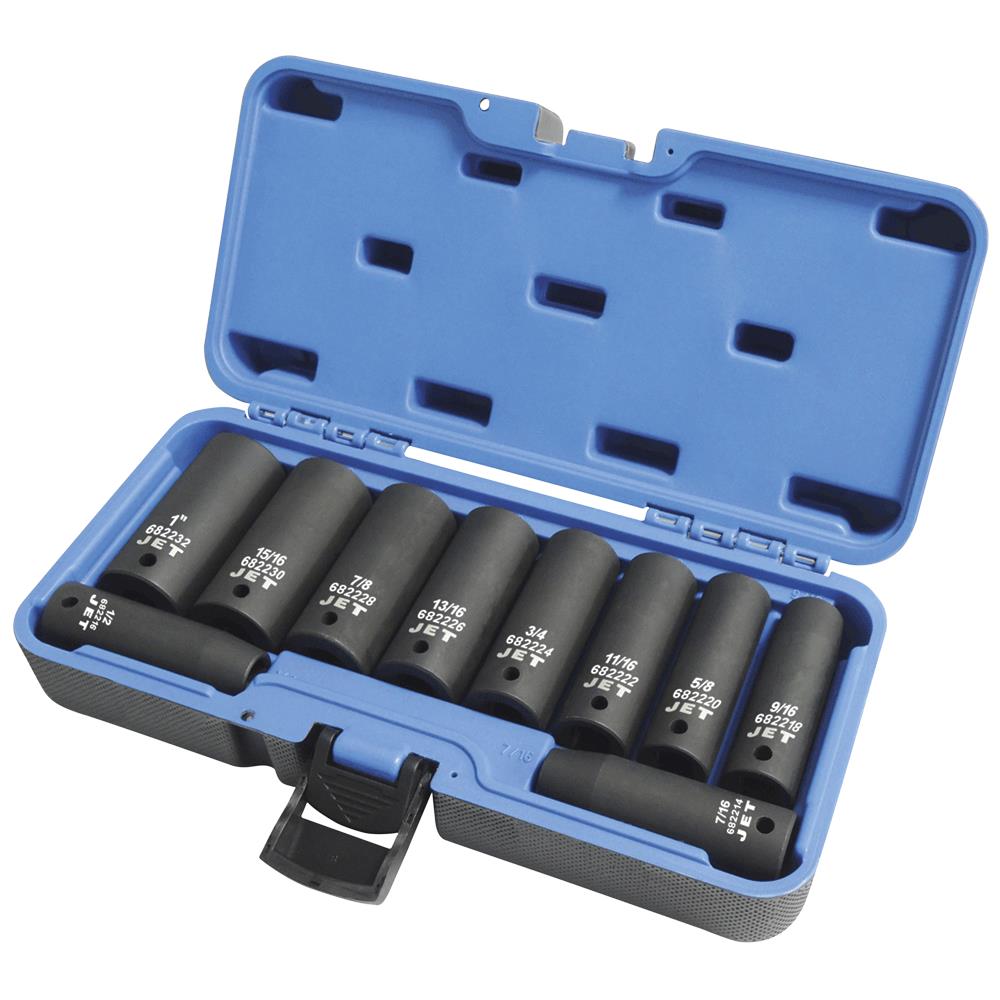 Jeu de 10 douilles &agrave; choc profondes SAE &agrave; prise de 1/2 po &ndash; 6 pans photo du produit