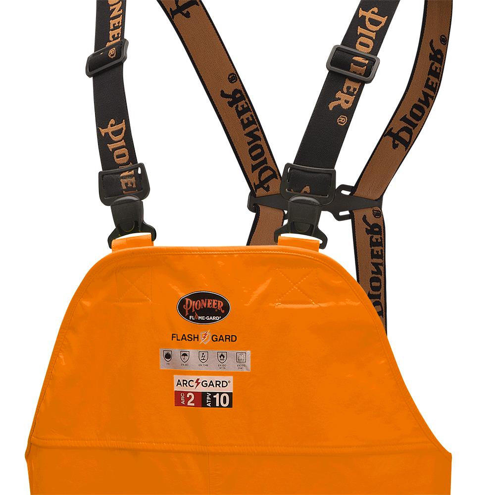 Salopette de pluie haute visibilit&eacute; ignifuge/anti-arc &eacute;l&eacute;ctrique imperm&eacute;able en poly/coton &ndash; Orange haute visibilit&eacute; &ndash; TP photo du produit