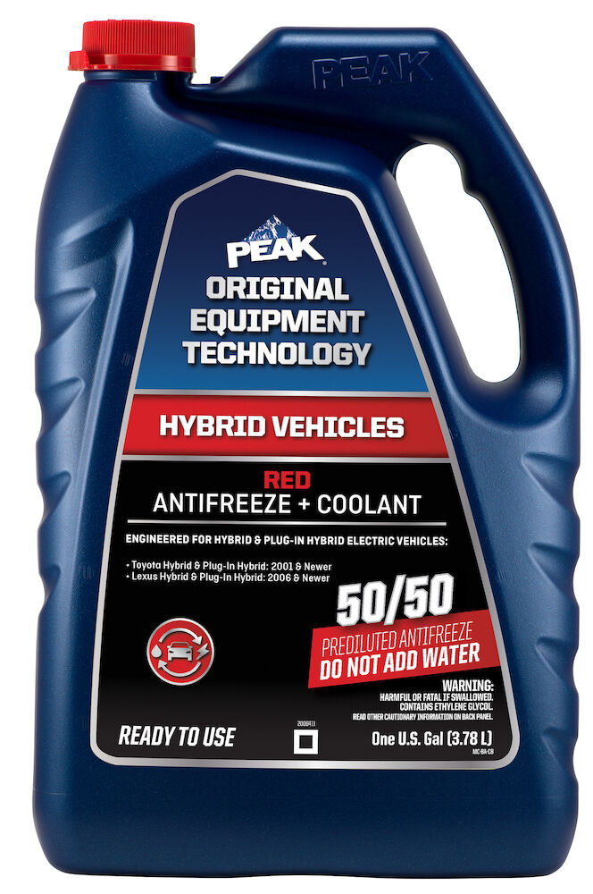             PEAK® ORIGINAL EQUIPMENT TECHNOLOGY™ 50/50 Prediluted ANTIFREEZE + COOLANT for HYBRID VEHICLES - RED - 1 Gal.
