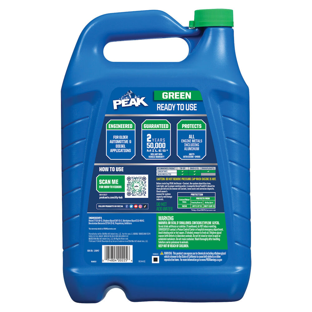 PEAK® Conventional 50/50 Ready Use Antifreeze + Coolant