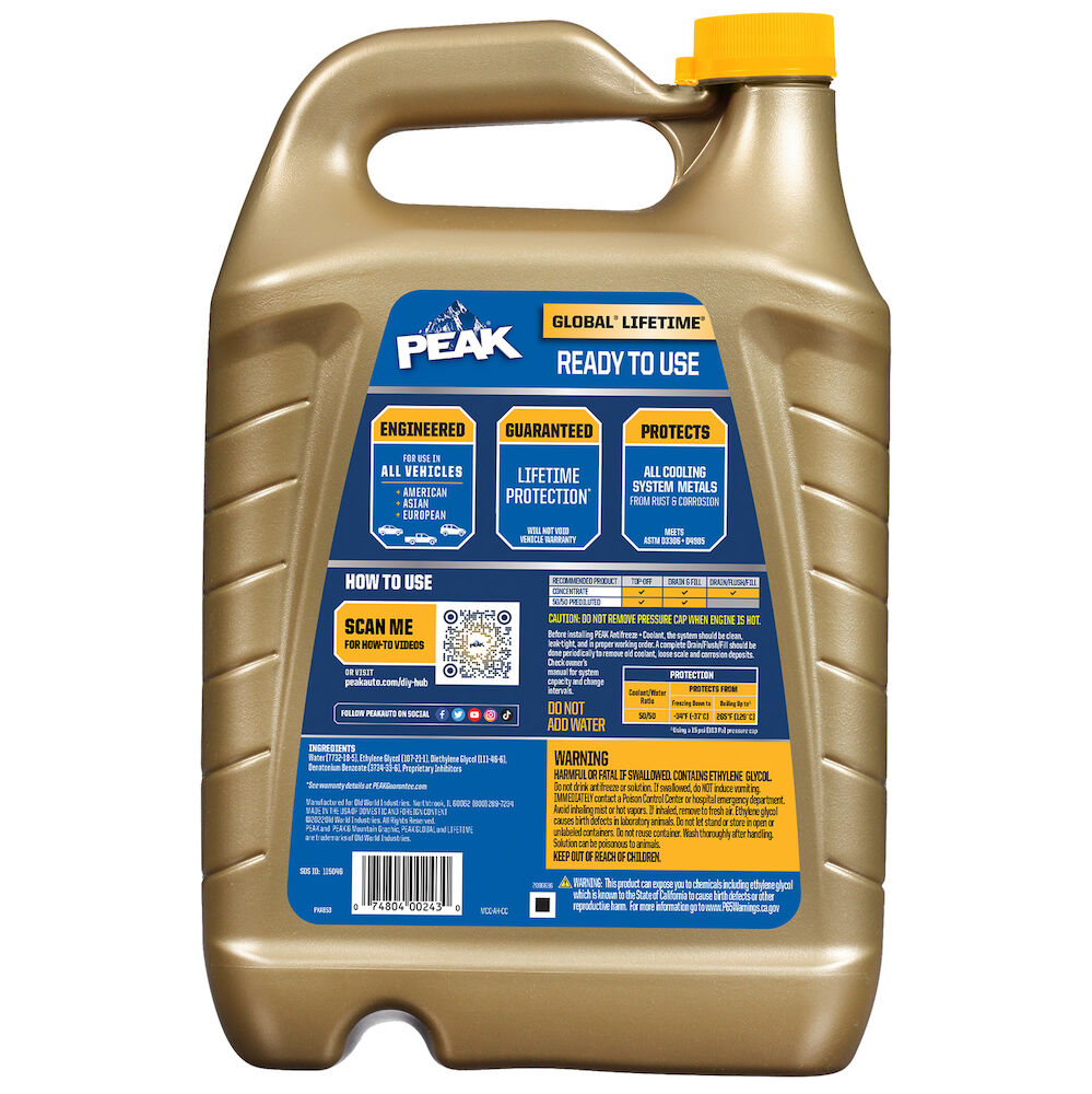 Peak Global Lifetime 50/50 Prediluted Antifreeze & Coolant Liquid